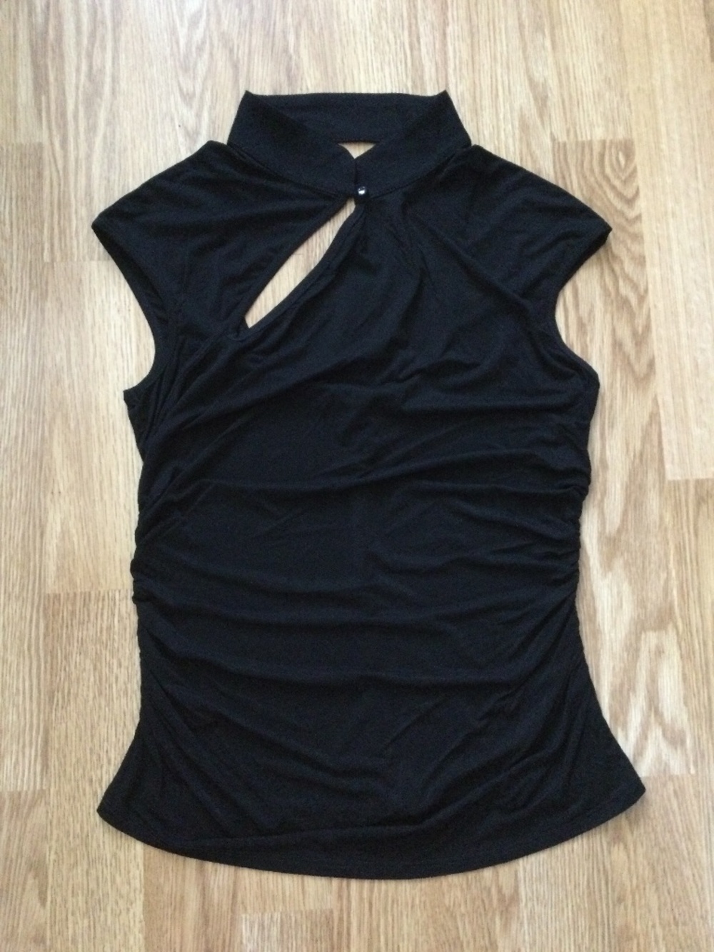 Vintage Guess Collection Black Assymetric Cutout Mock Neck Top M Run Small NWT